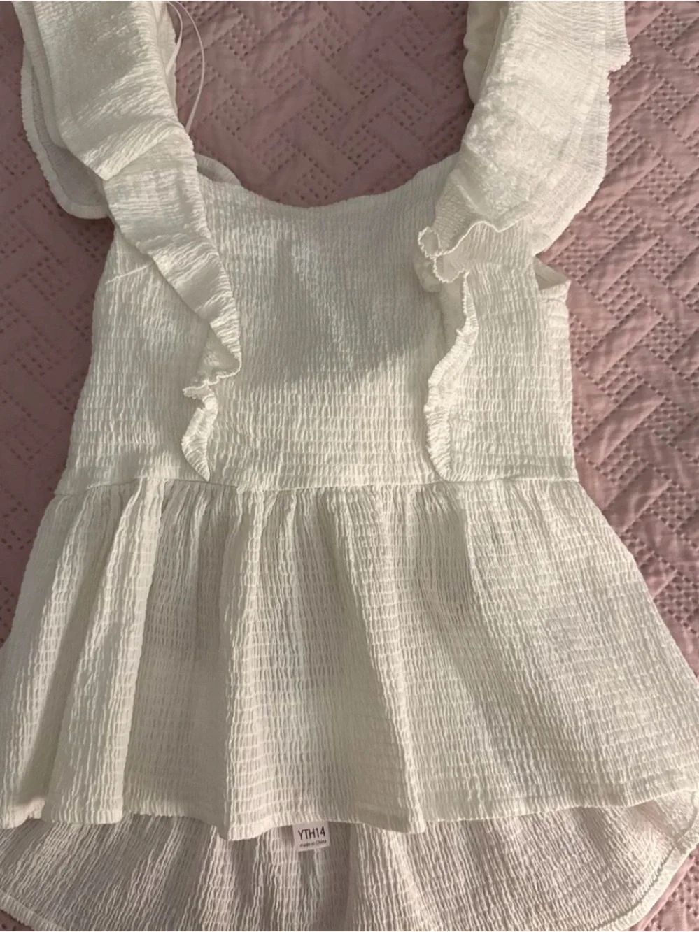 Francesca's Collections White Ruffled Peplum Tank for Kids